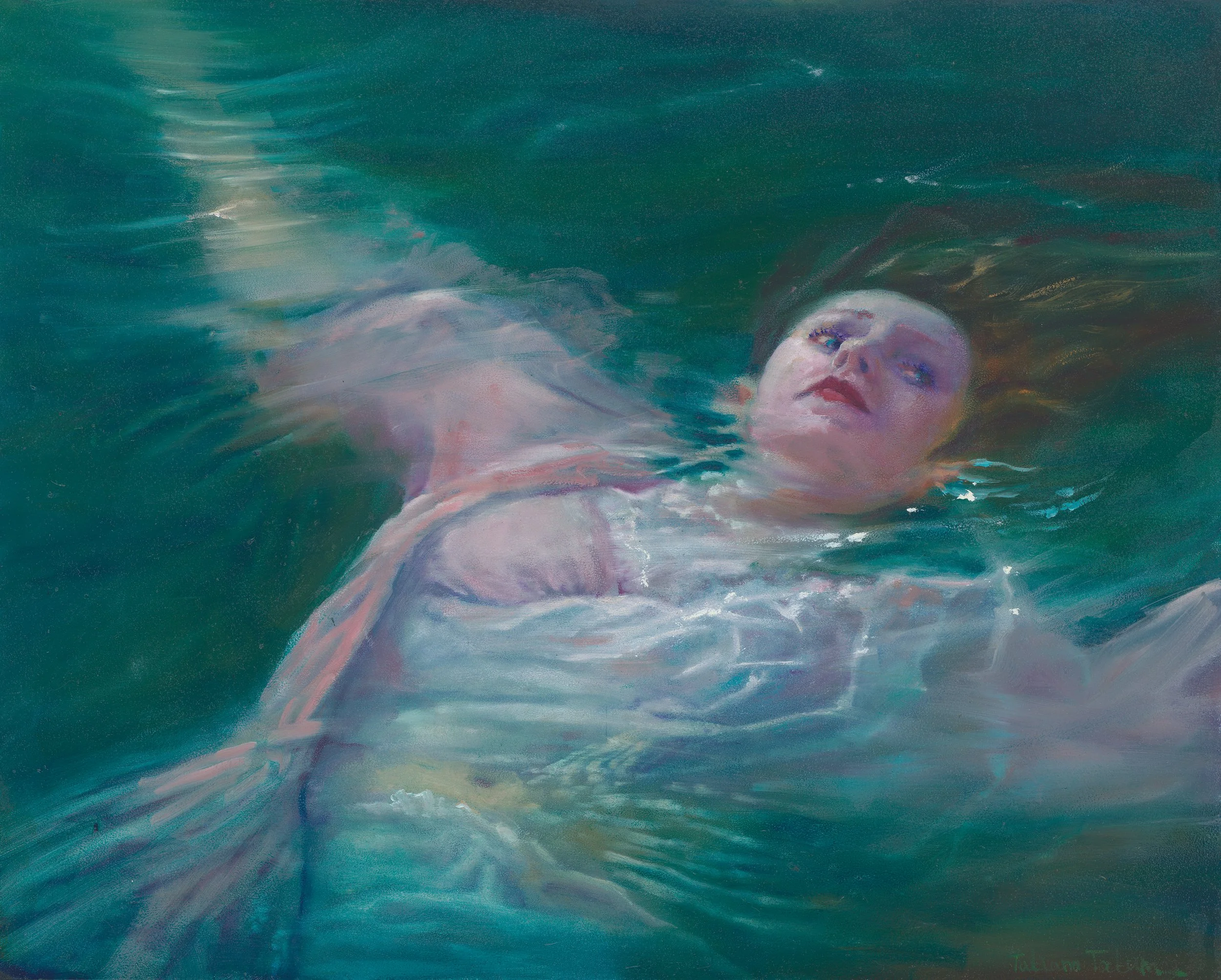 Painting of woman floating in water