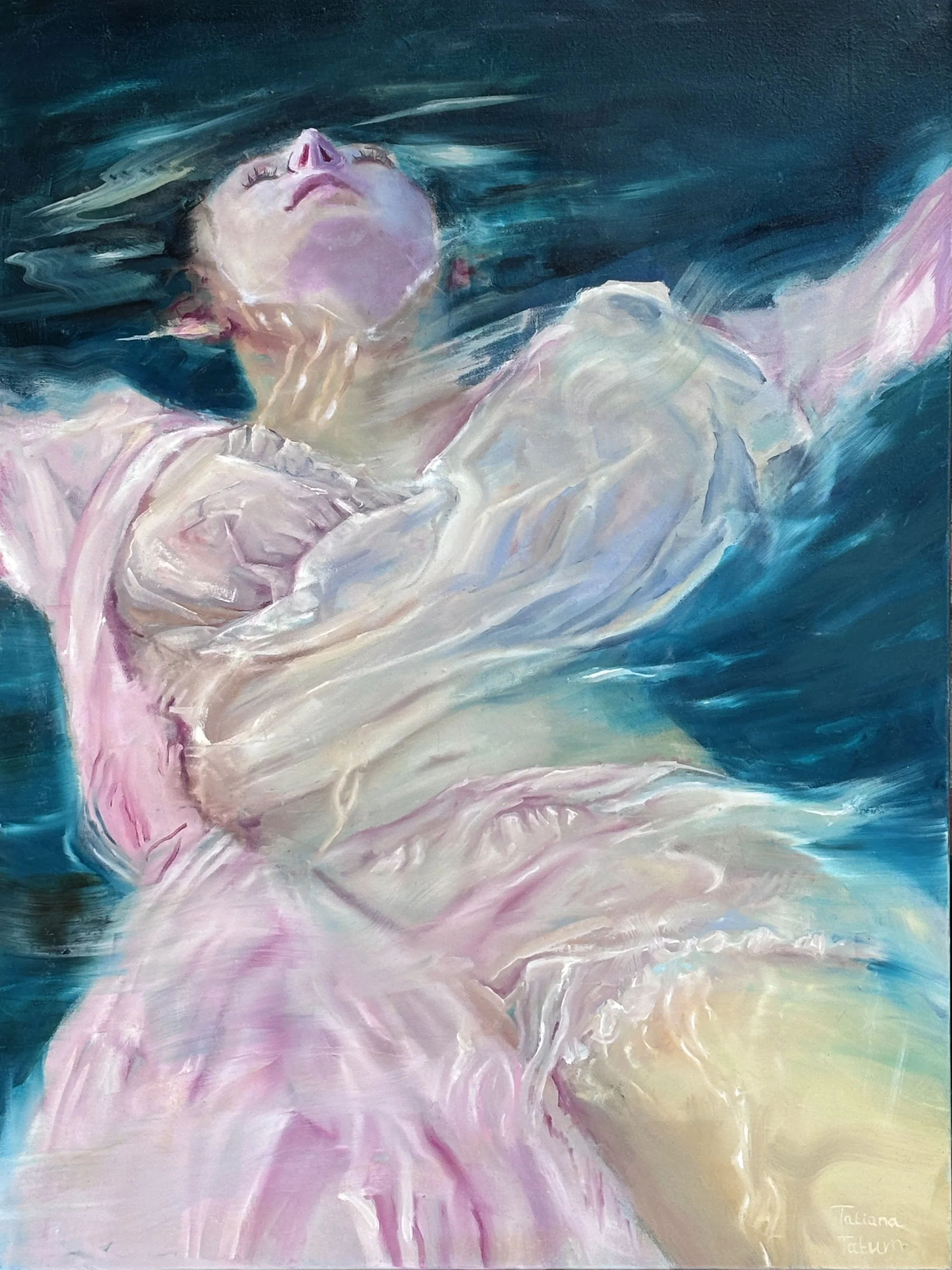 Painting of woman floating in water