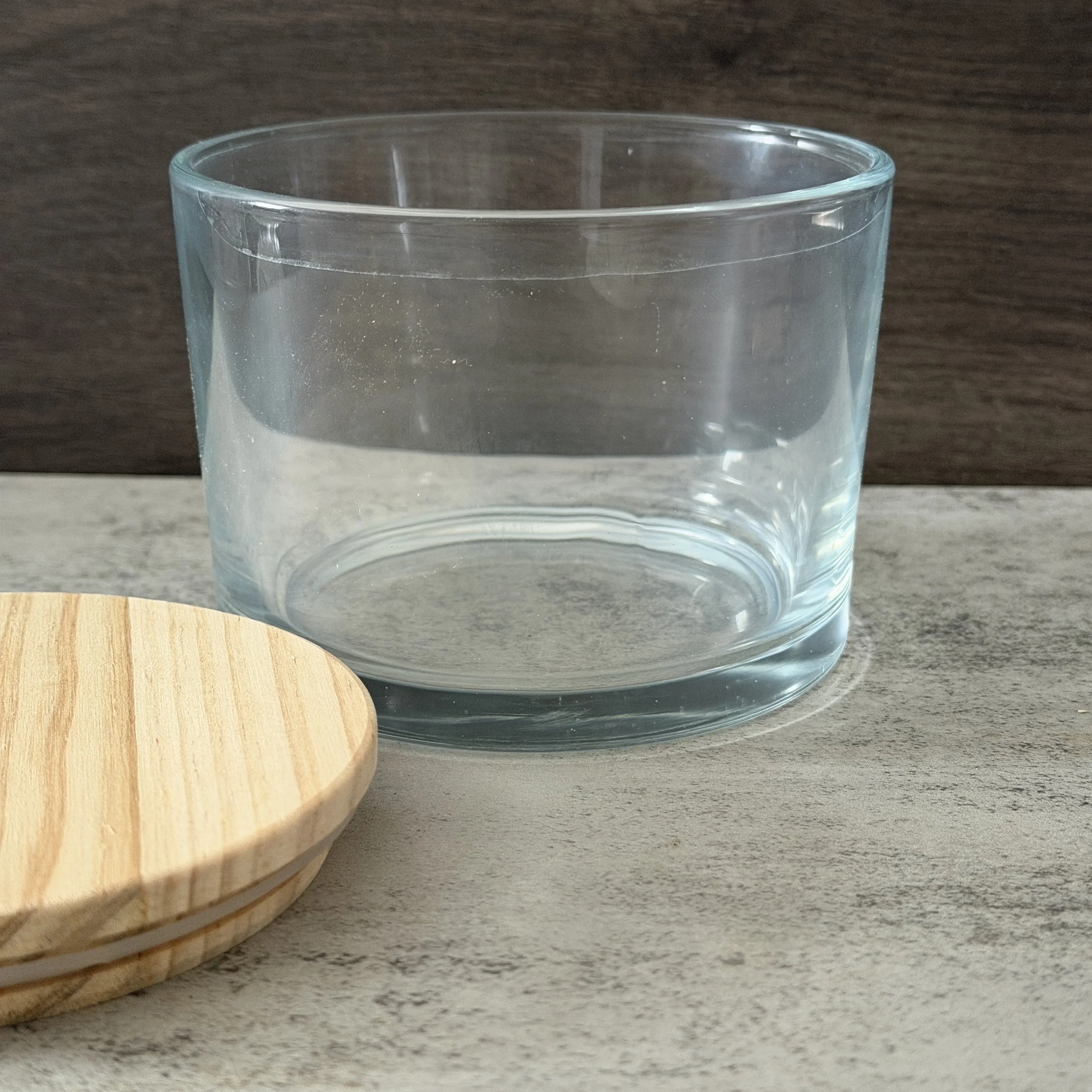 16 oz Classic Clear Glass Candle Container with Wood Lid