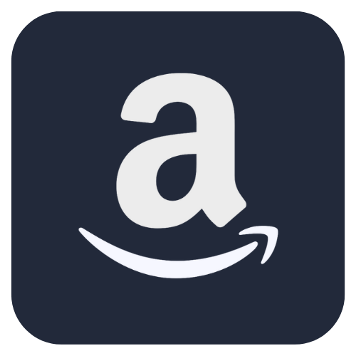 Amazon logo on a dark background.