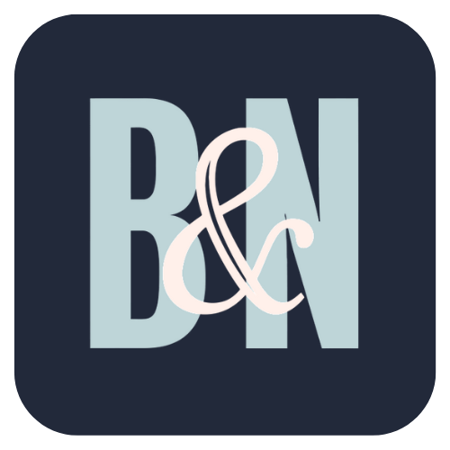 Logo with the letters B & N on a dark blue background, with an ampersand in the center.