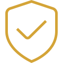 A shield icon with a checkmark inside, representing security or protection.