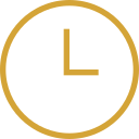 A black clock with a yellow outline showing the time at 2:00.