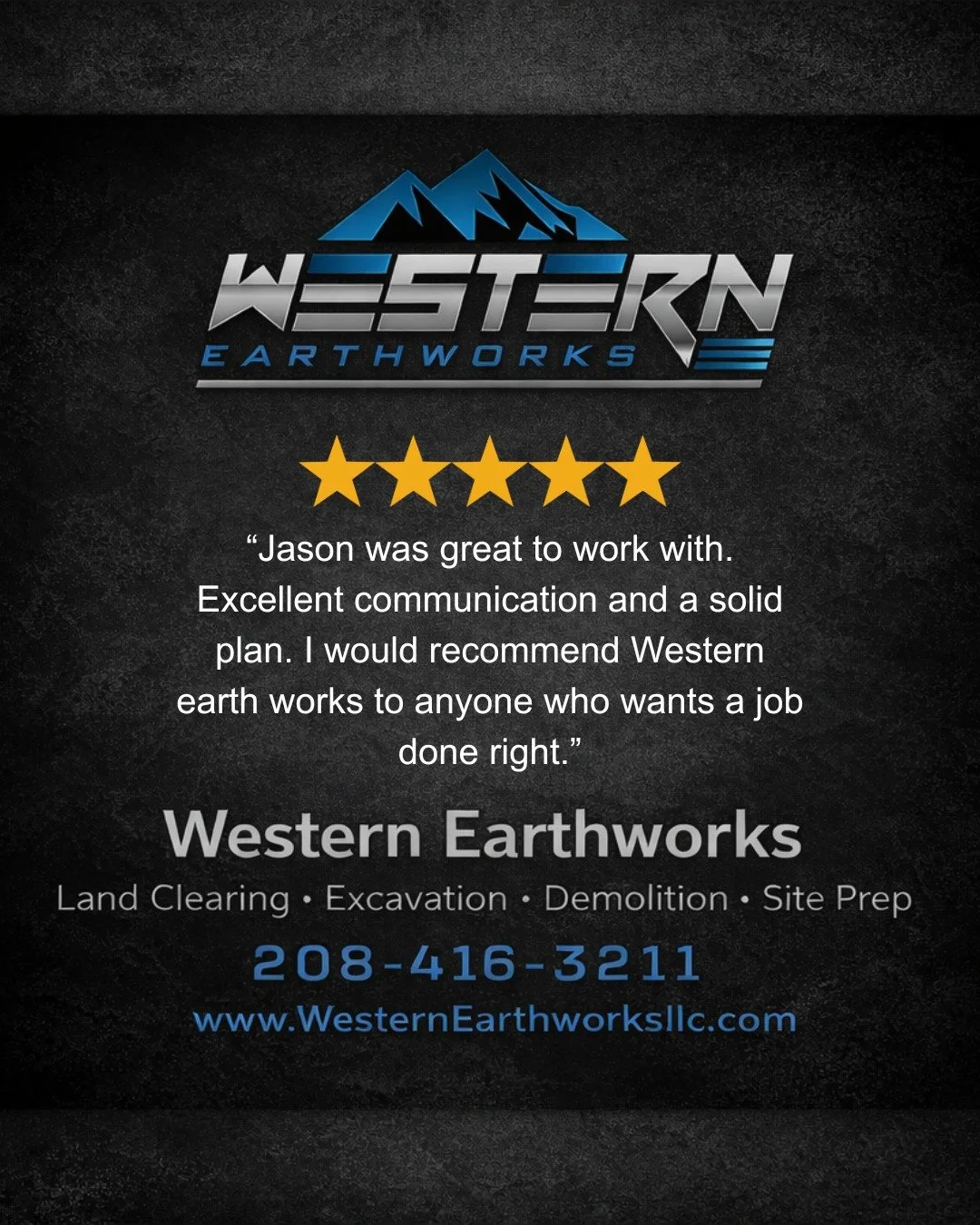 Five star reviews mean everything to us. Customers across North Idaho trust Western Earthworks LLC for dependable service and a team that truly cares about the work they do. We are proud to serve our local community with honesty and hard work.
Call 2