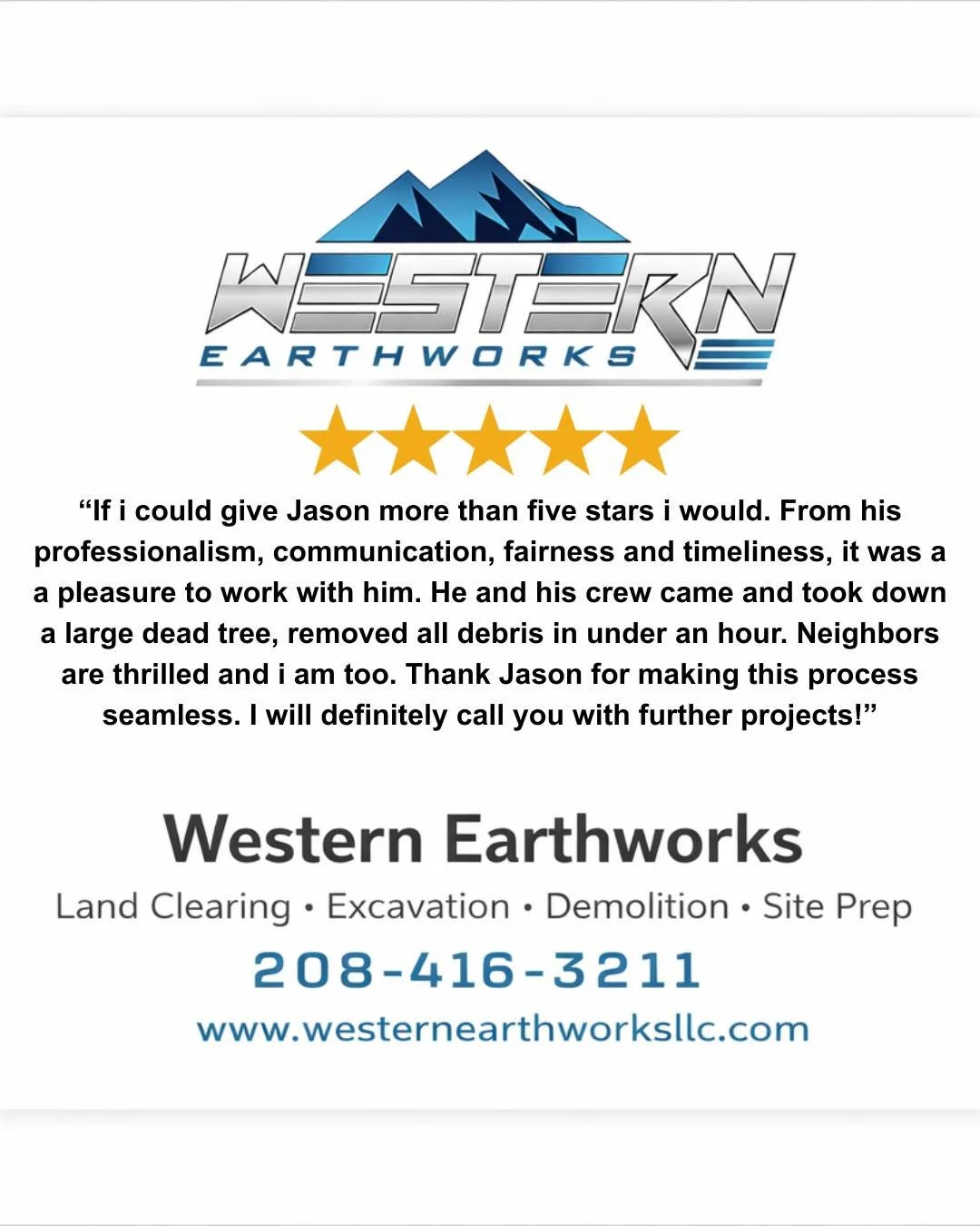 Our five star reviews come from customers who appreciate clear communication and quality service. Western Earthworks LLC proudly serves North Idaho with a team that takes pride in every project.
Call 208-416-3211 for a free estimate.
#TrustedLocal #N