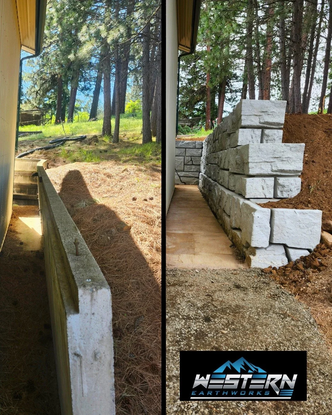 Before a retaining wall, a property can deal with sloped ground, erosion, drainage problems, and wasted space. After a retaining wall, the area is more functional, more secure, and better prepared for long term use. At Western Earthworks, we build re