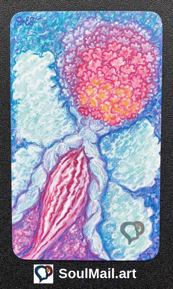 SOUL MAIL ART  Watercolor crayon painting entitled Listen to the Loving Voice Within