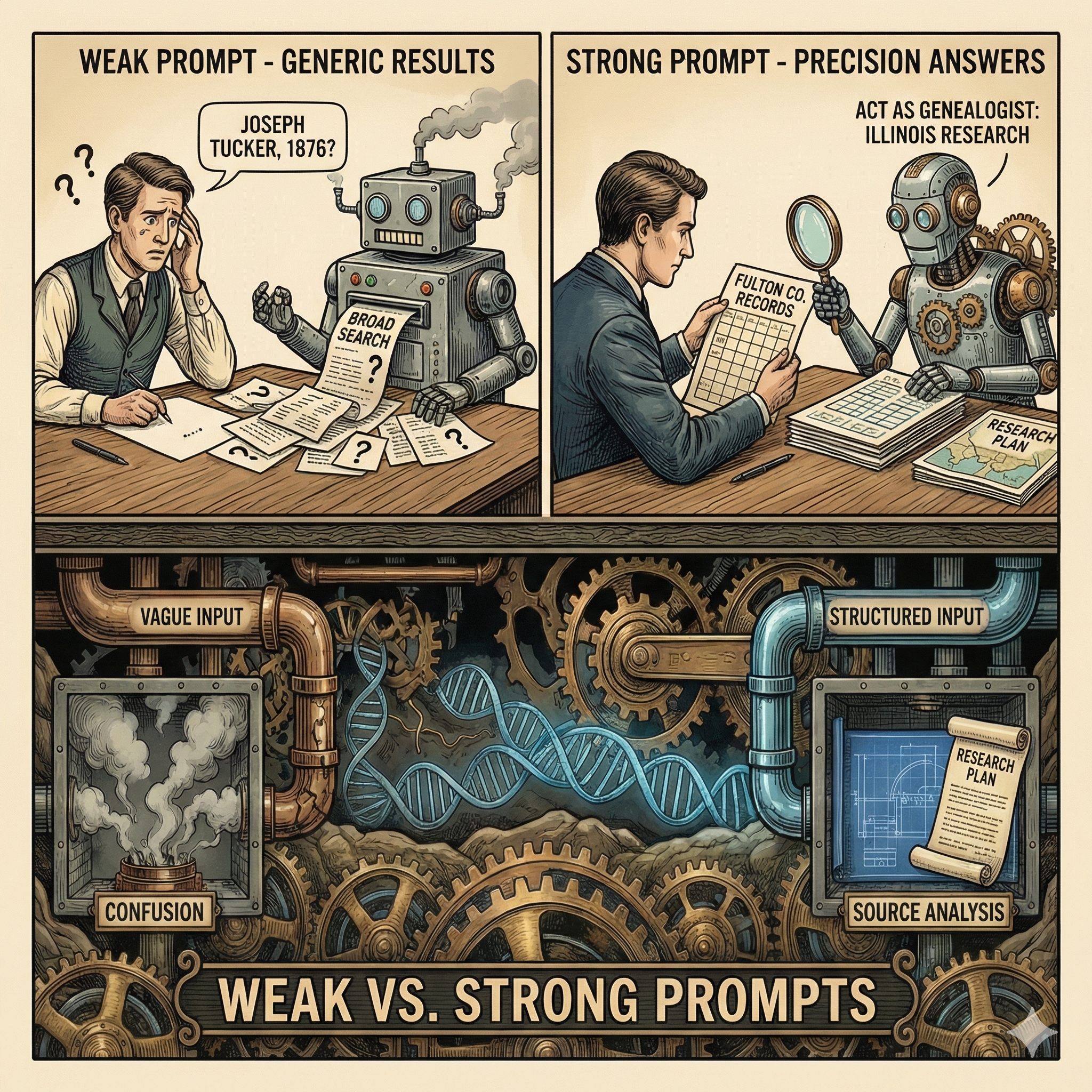 How to Get Better Genealogy Answers from AI: Weak vs. Strong Prompts