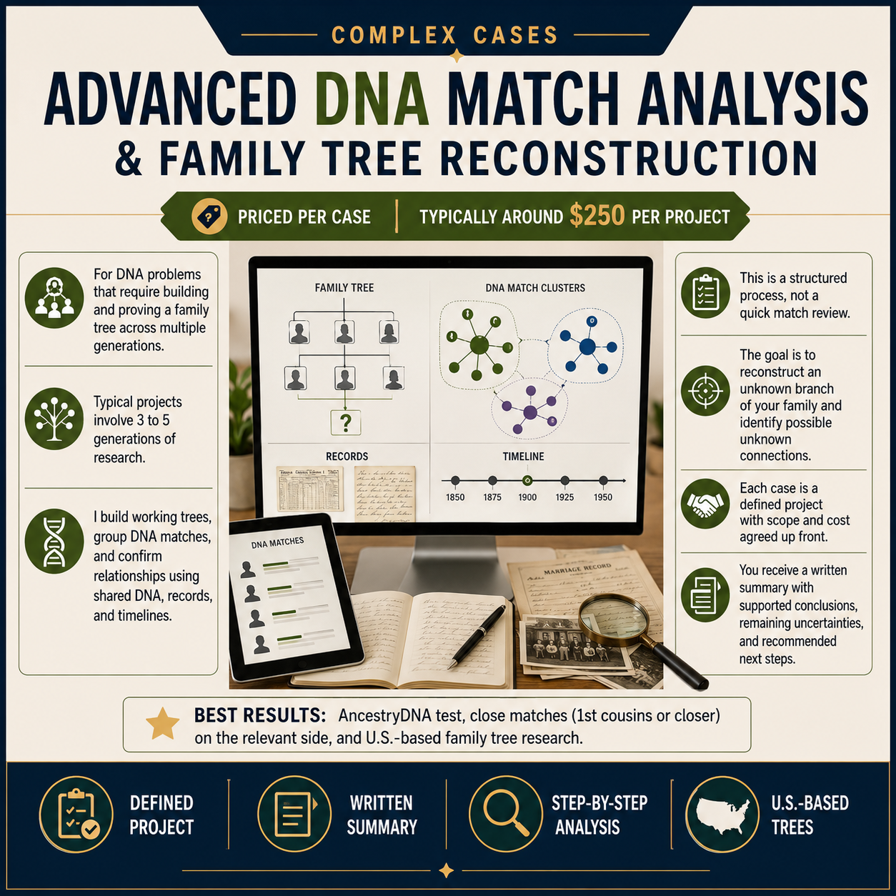 DNA Match Analysis & Family Tree (Advanced Cases)
