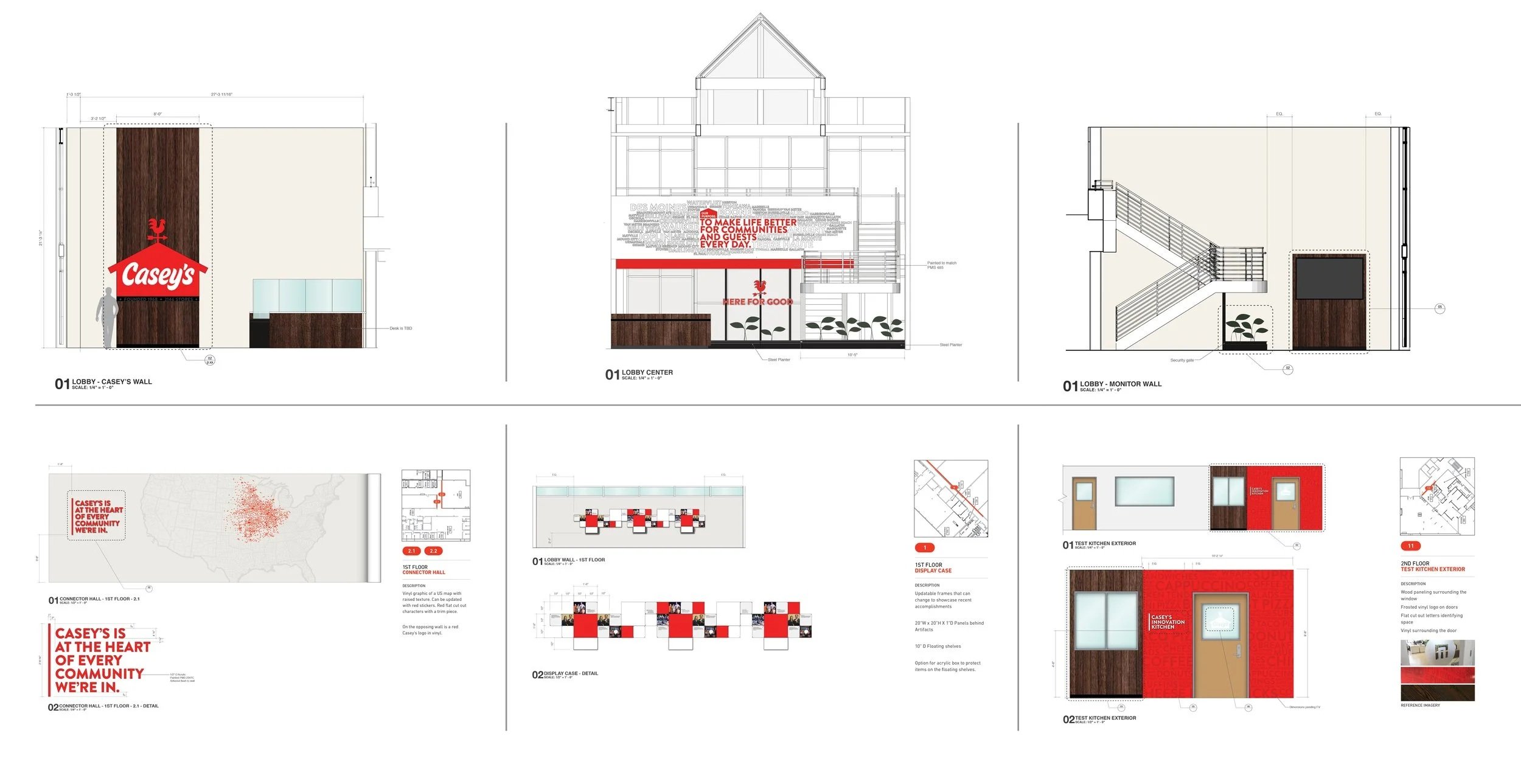 Developed elevation drawings for each activation.