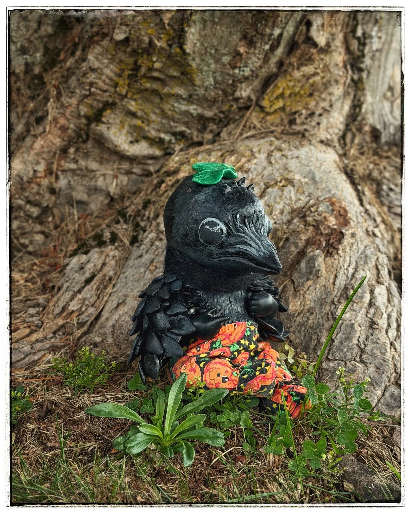 Little Crow Baby 🥹🐦&zwj;⬛ 
Aww how sweet! This is my first attempt at a bigger clay doll. Sculpted and painted by hand and each feather 🪶 put on individually. Let&rsquo;s just say I learned A LOT. I will continue to improve on this one as there ar