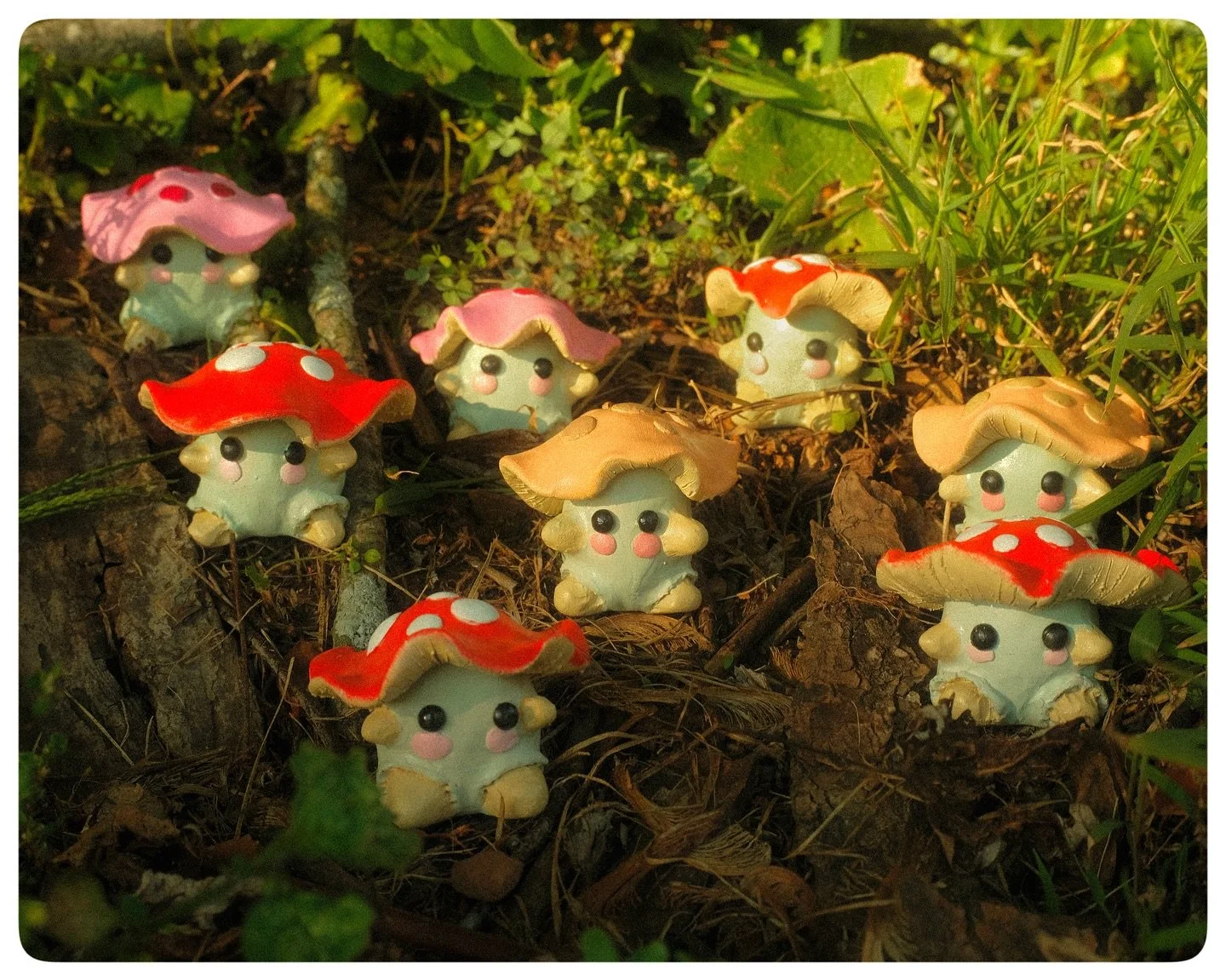 I call these little guys Shroogs! 🍄 sculpted and painted by hand 🤝 can&rsquo;t get enough of them!! 🤭