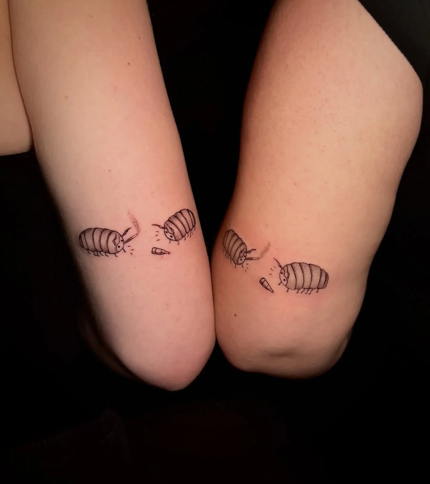 Matching bff tatts! 
little pill bugs hanging out 🚬🍾

Thank you for coming!