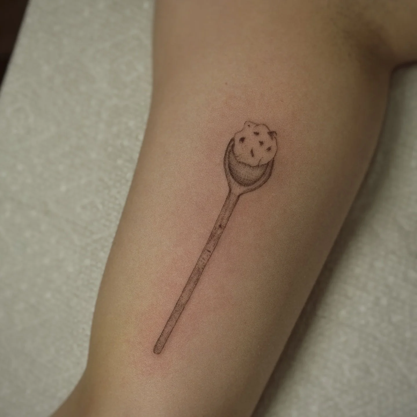 Cookie dough on grandma&rsquo;s wooden spoon 🥲🍪🤍 thank you for coming today @gabisomethin !