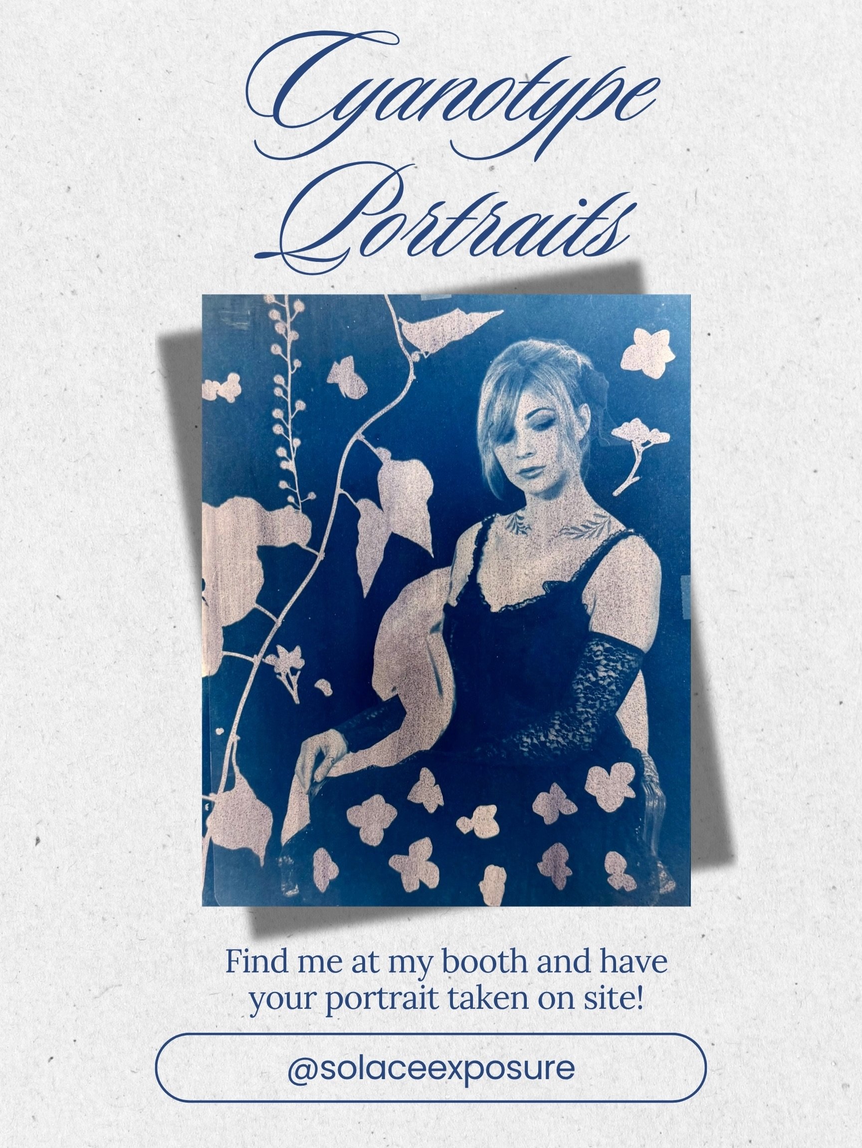 Something new and fun I&rsquo;ll have at my next events alongside my own original prints and photographs I&rsquo;ve taken. 📸 

$60 package: a custom framed Cyanotype portrait &amp; edited original photos (sent via email/ Google Drive in color, b&amp
