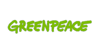 Greenpeace logo in green letters