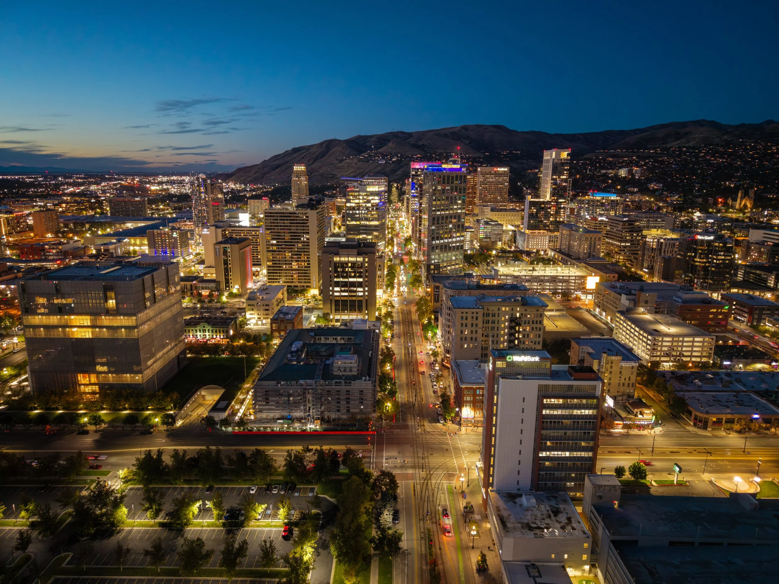 Salt Lake City at Night - Main Street