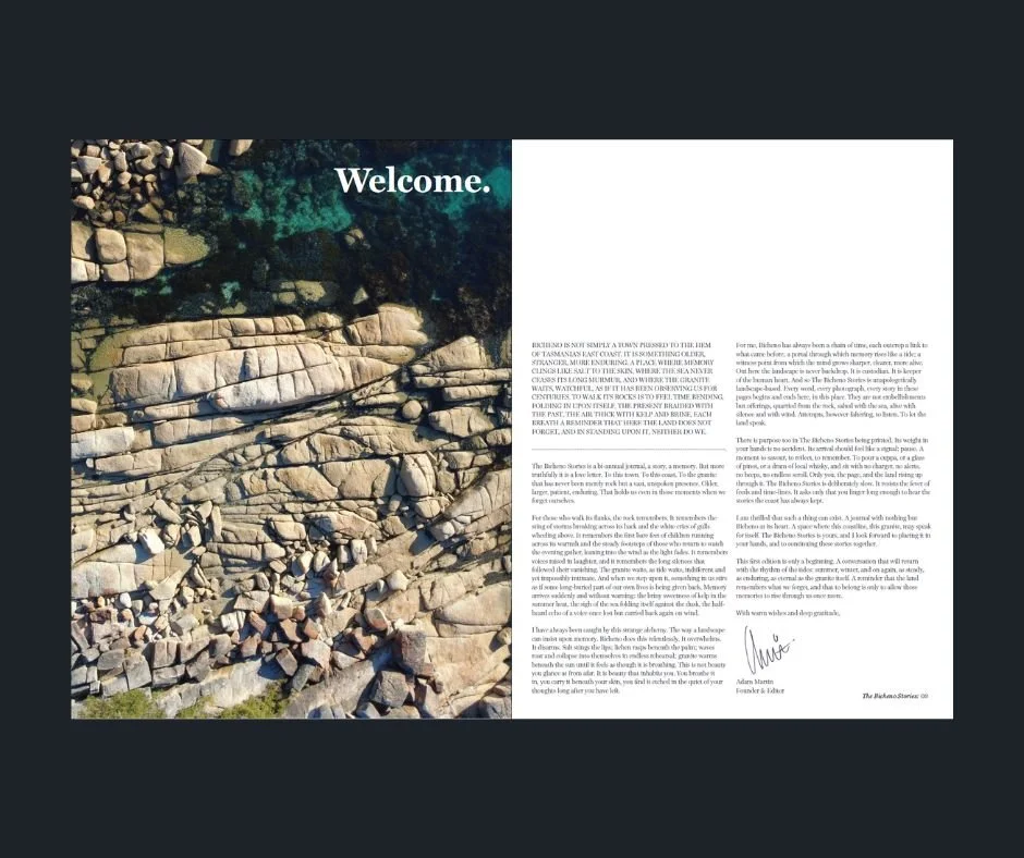 The Bicheno Stories Edition 01 printed magazine photographed in Bicheno Tasmania 02