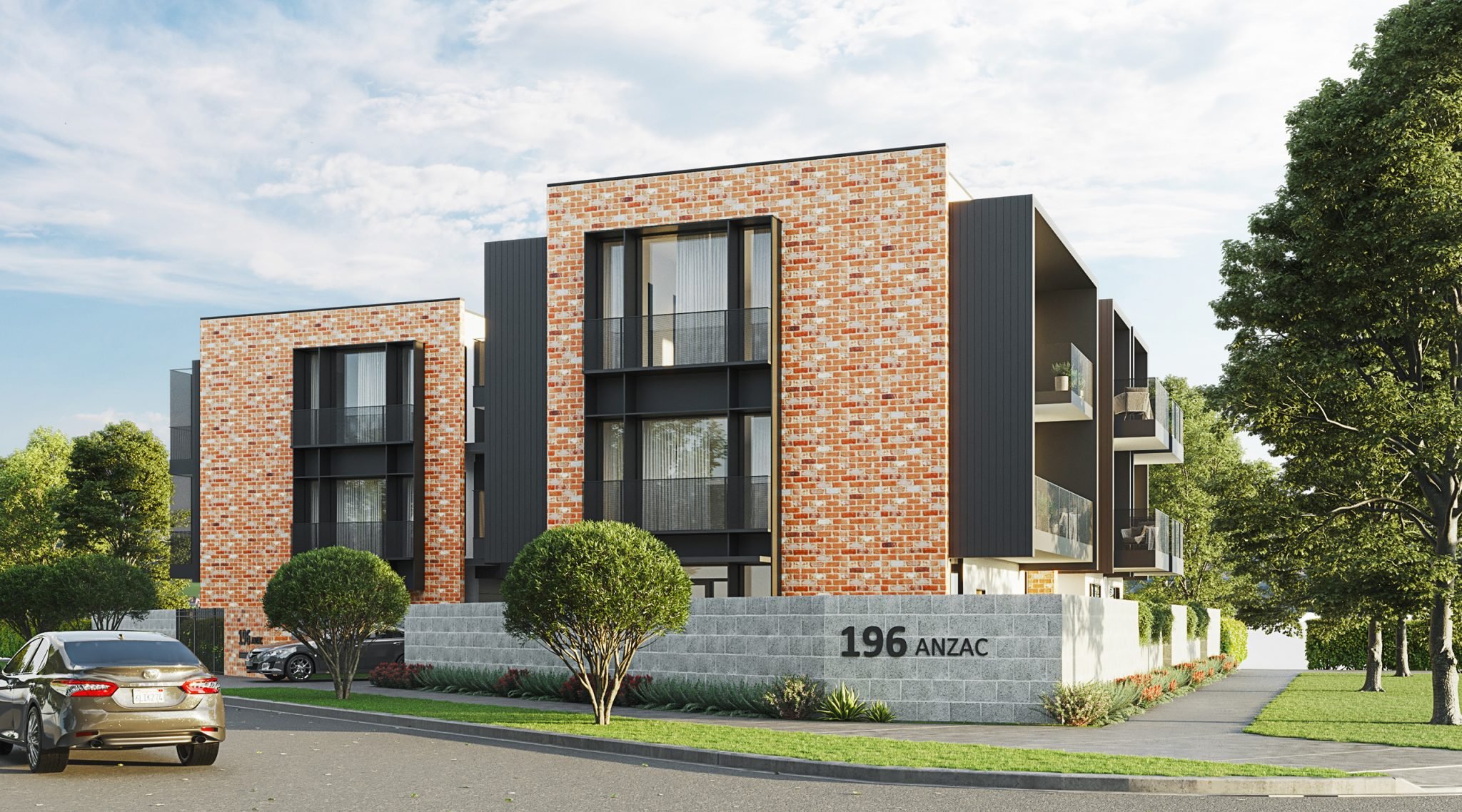 YAS developed and built this modern townhouse project at 196 ANZAC in South Australia. Property developer.