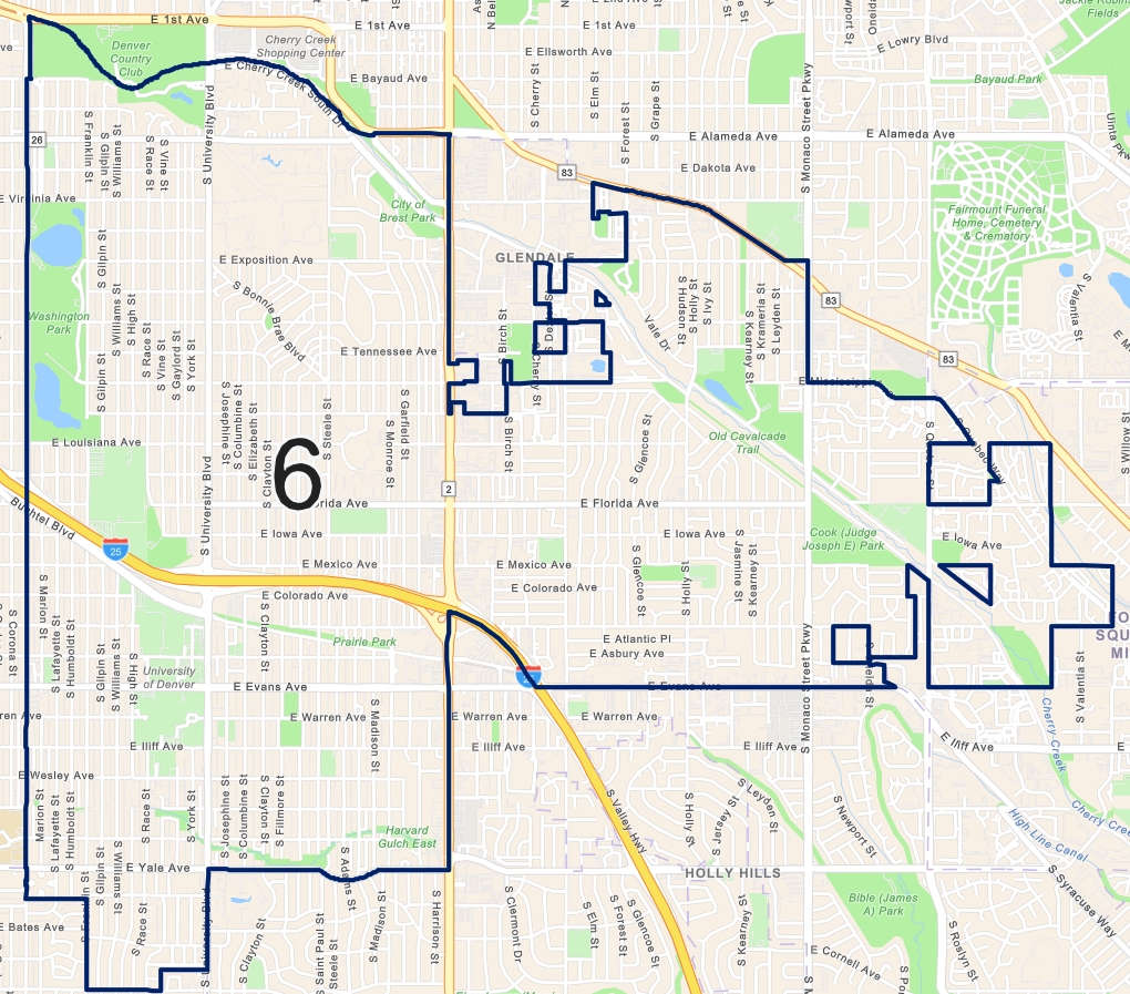 street map, district 6 boundaries