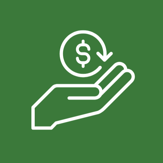 Icon, hand holding coin