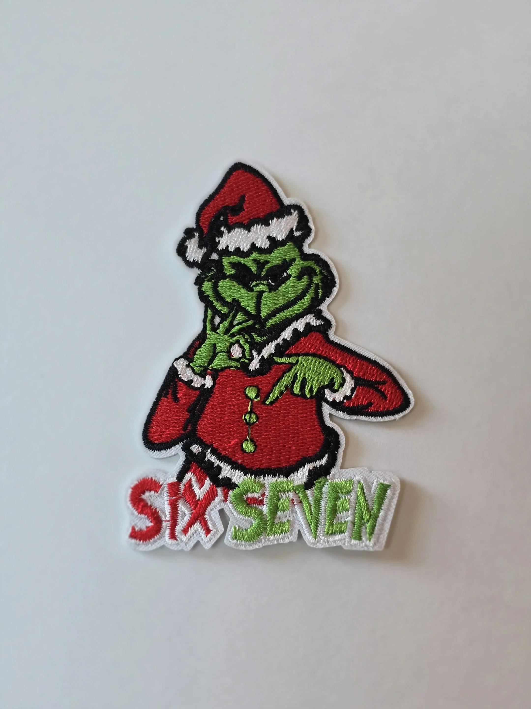 Grinch Santa Character six seven Embroidered Patch