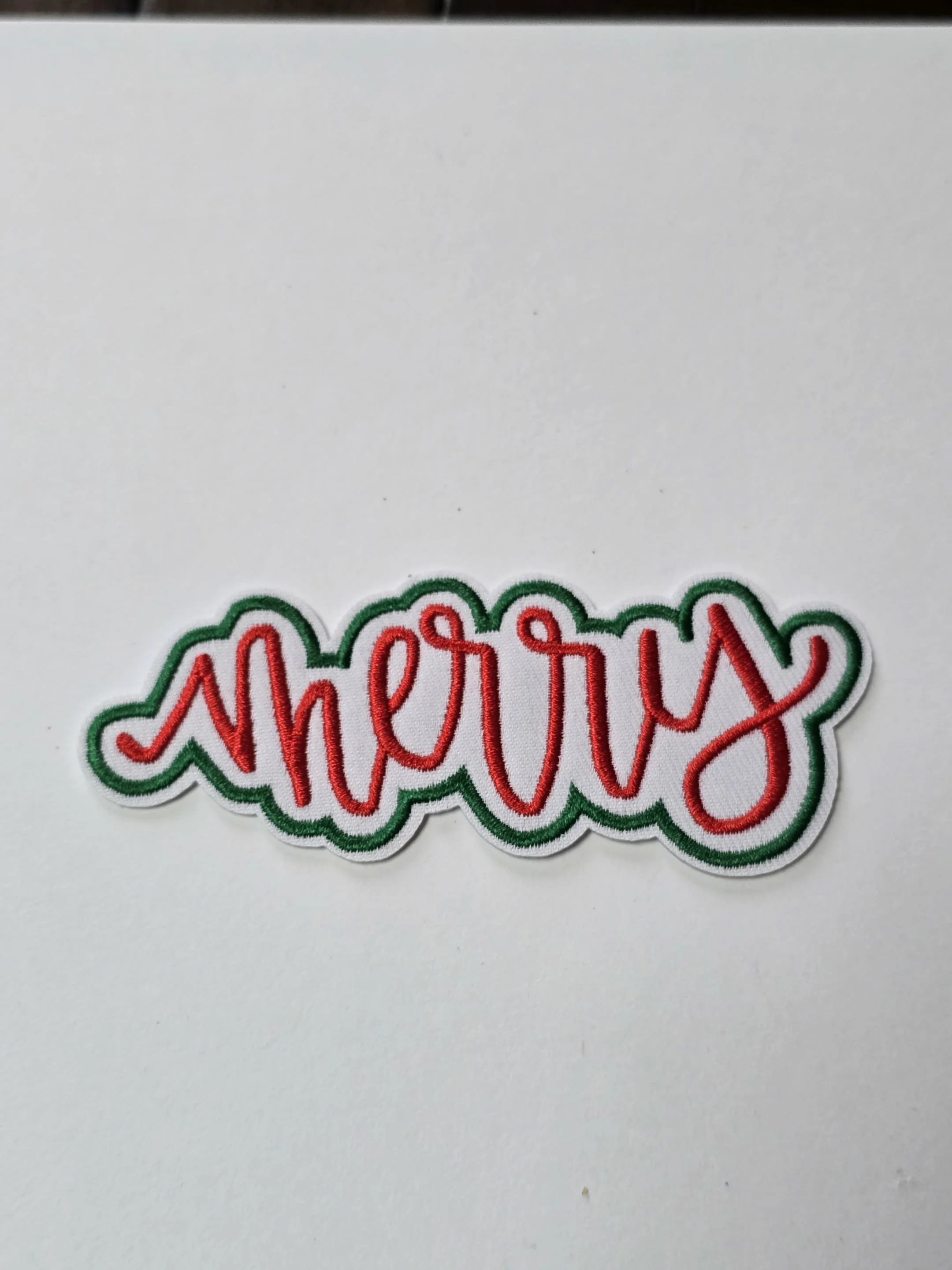 “Merry” Script Patch — Embroidered (IRON-ON)