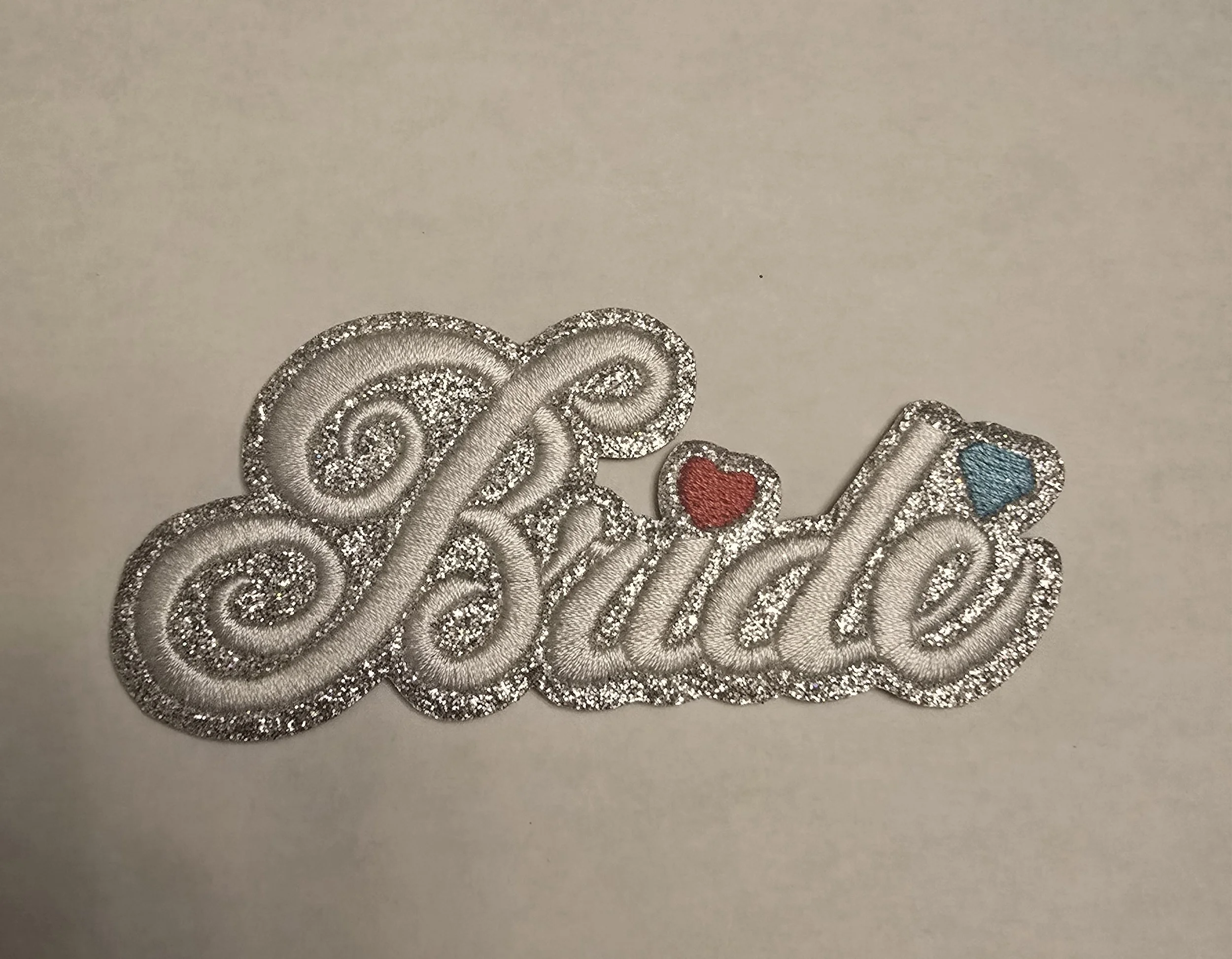 Bride Silver Glitter Script Iron-On Patch