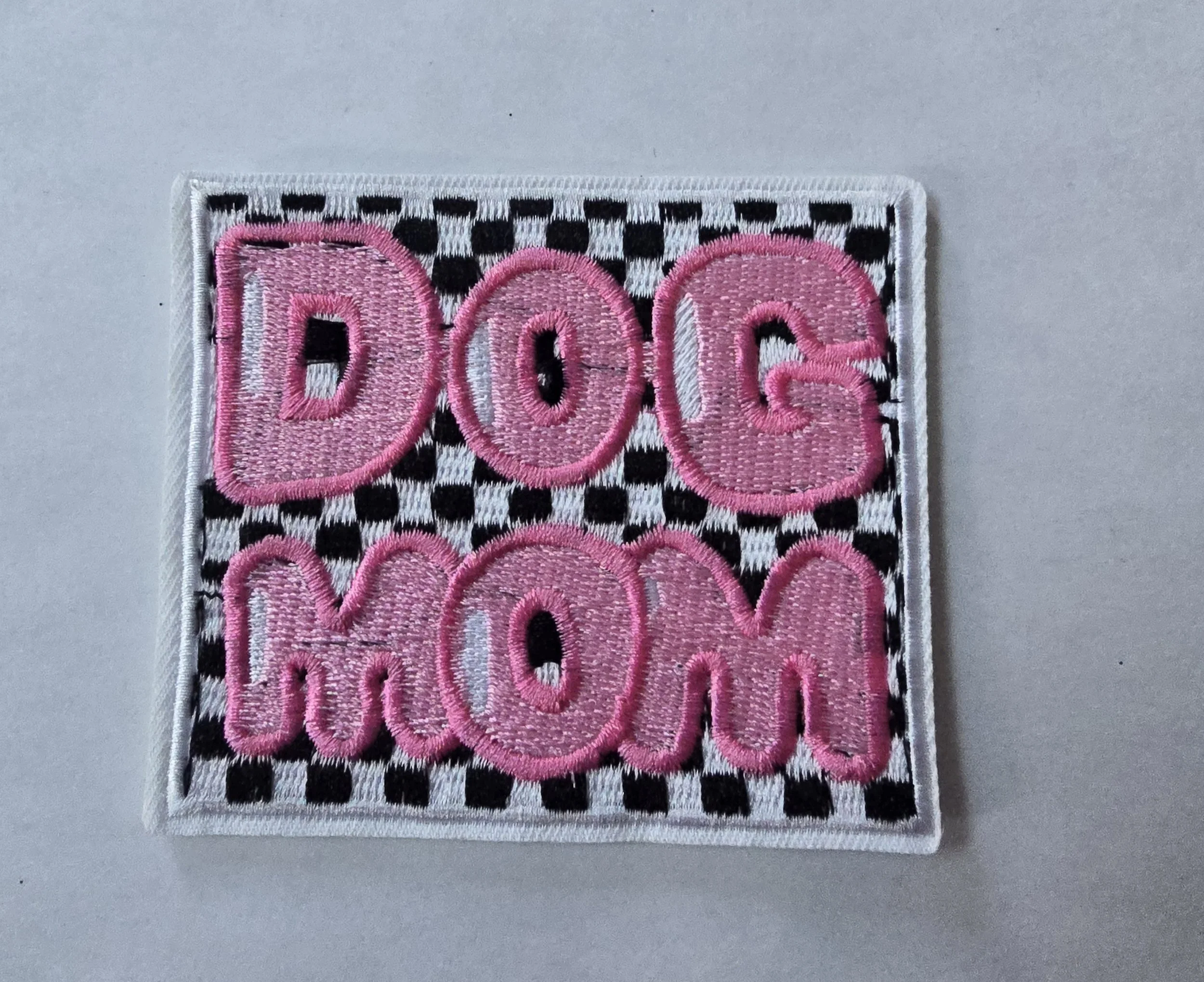 Dog Mom Checkerboard Iron-On Patch