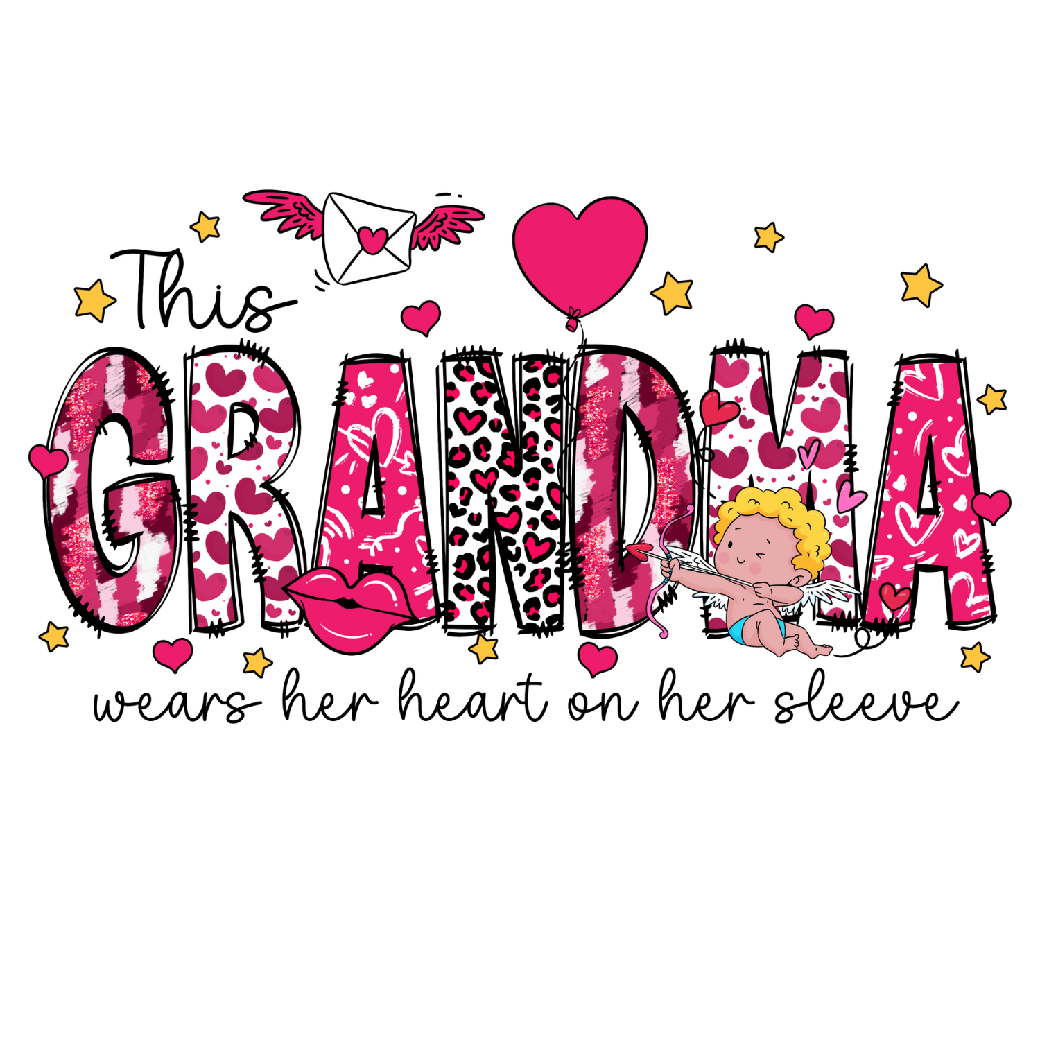 "This Grandma wears her heart on her sleeve" Shirt & Sleeve