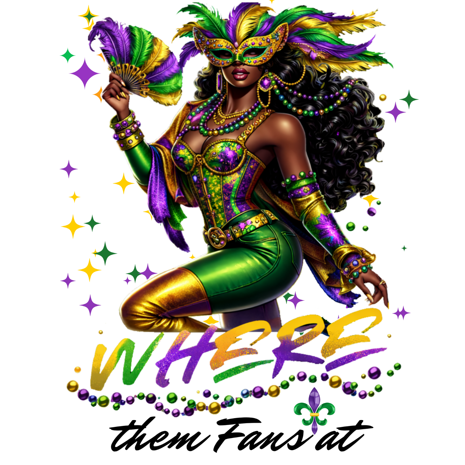 "Where Them Fans At?" Mardi Gras Tee