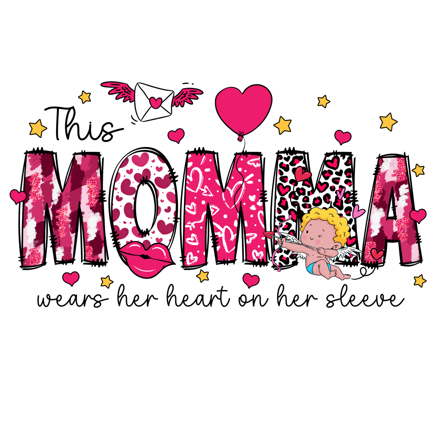 "This Momma wears her heart on her sleeve" Shirt & Sleeve