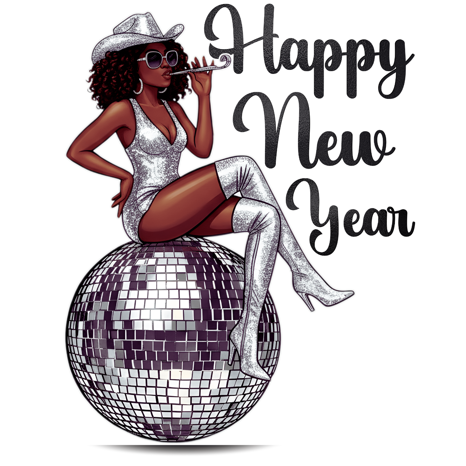 "Happy New Year" Disco Cowgirl Tshirt