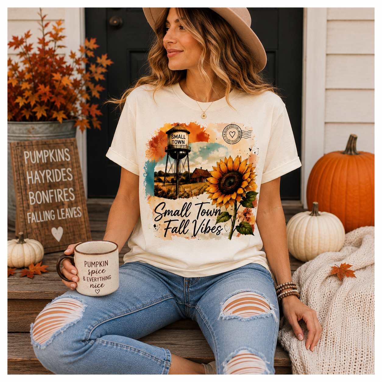 Small Town Fall Vibes Outdoor Tshirt LIfestyle Mockup Natural.png