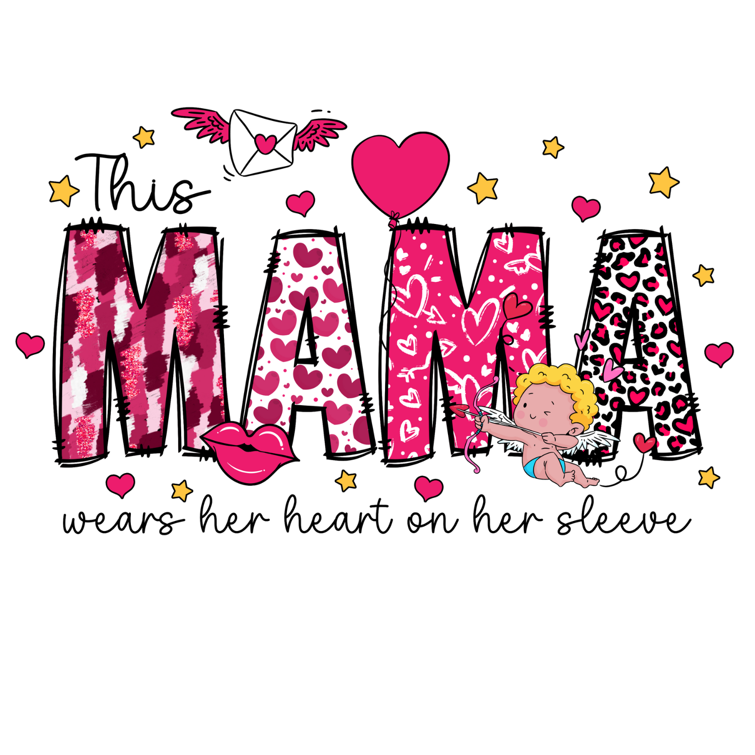 "This Mama wears her heart on her sleeve" Shirt & Sleeve