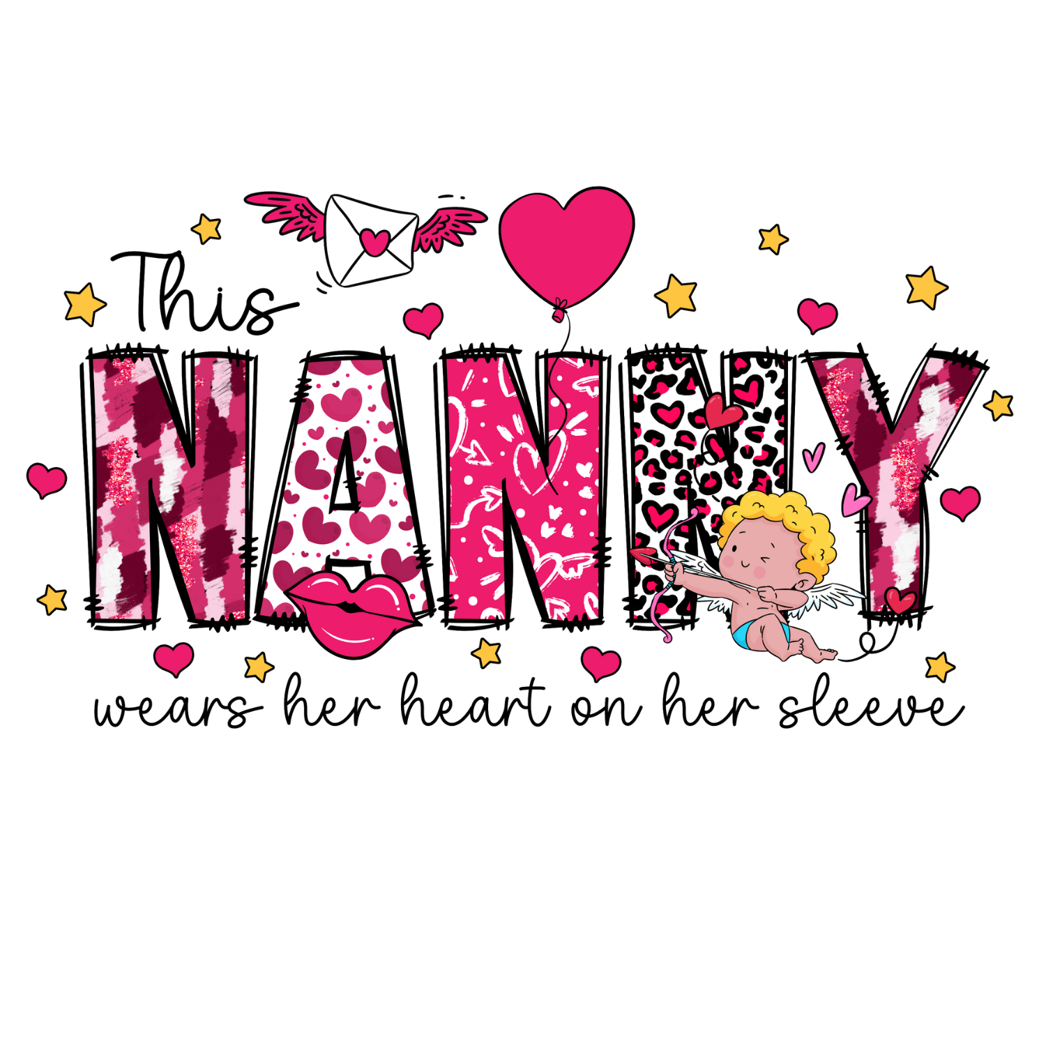 "This Nanny wears her heart on her sleeve" Shirt & Sleeve