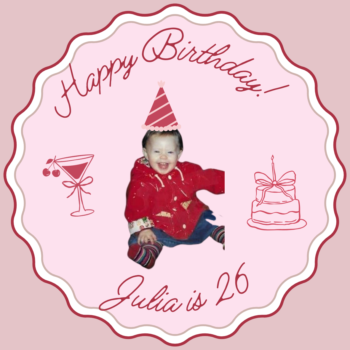 Martini and cake birthday stickers