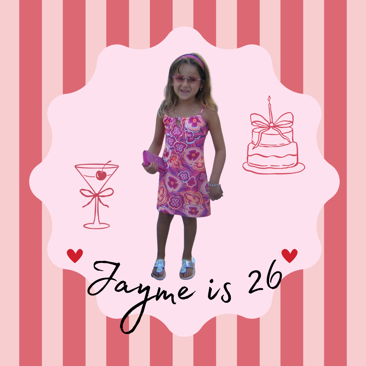 Striped birthday stickers