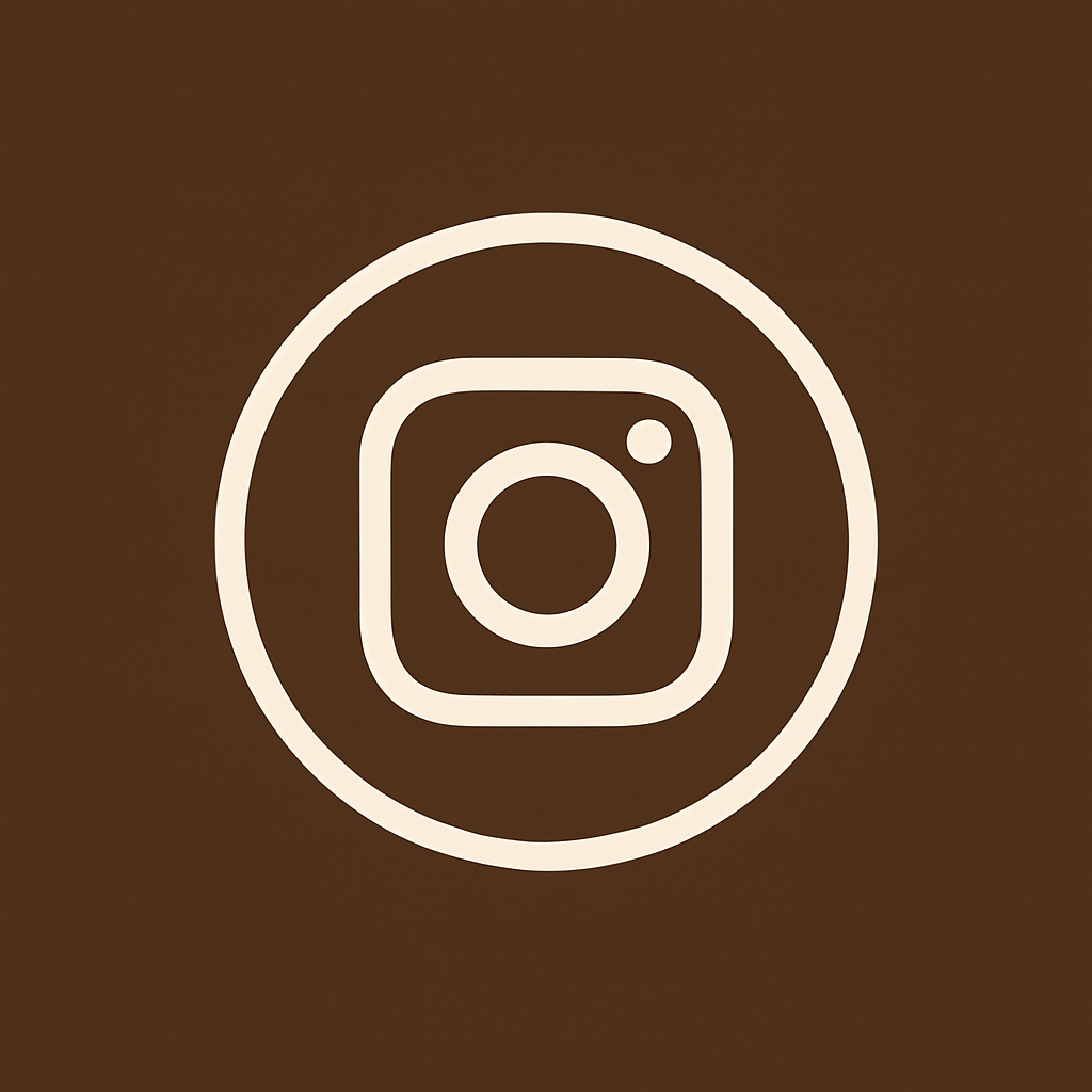 Instagram logo on a brown background.