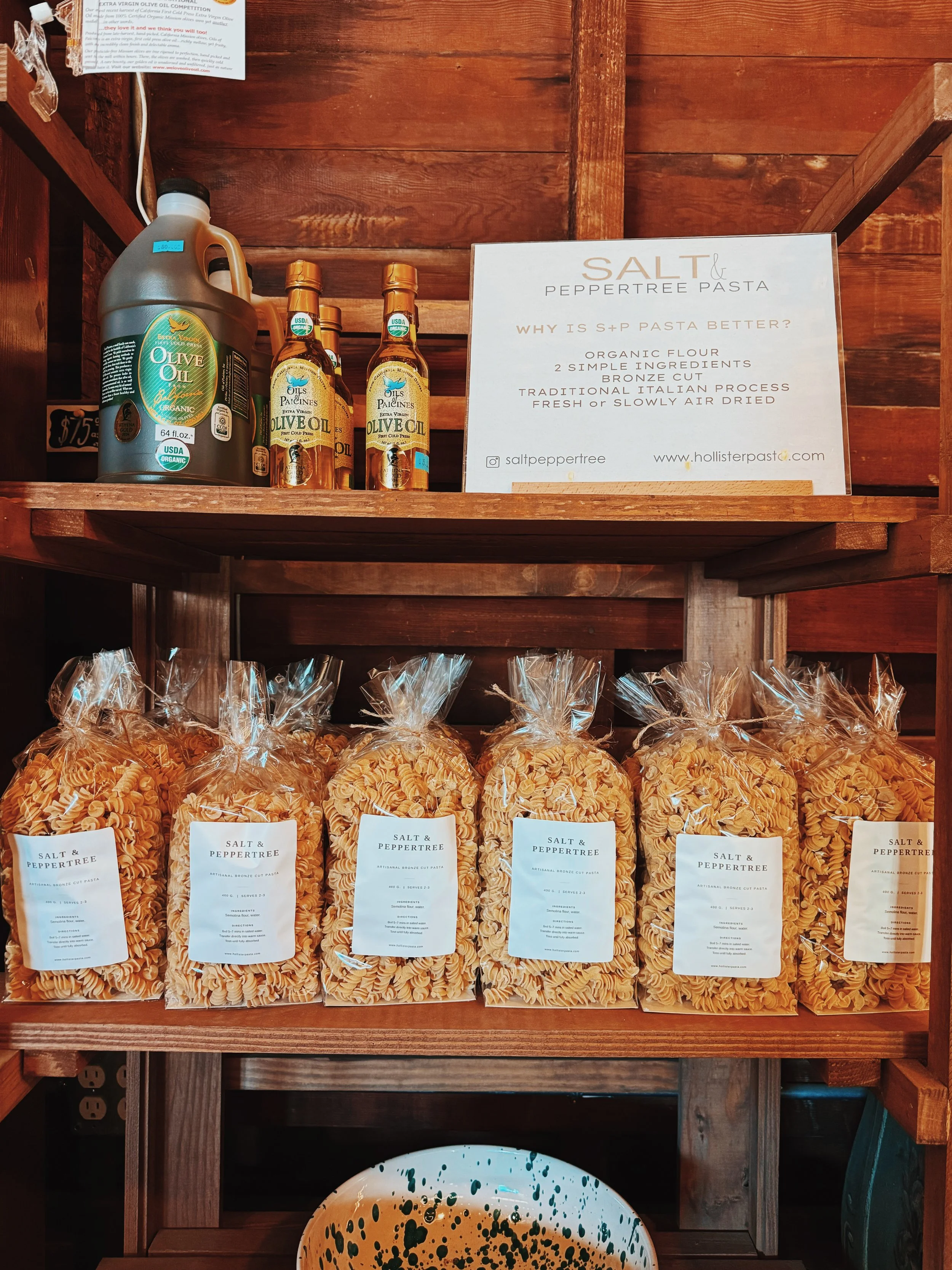Fresh handmade pasta and olive oil made locally!