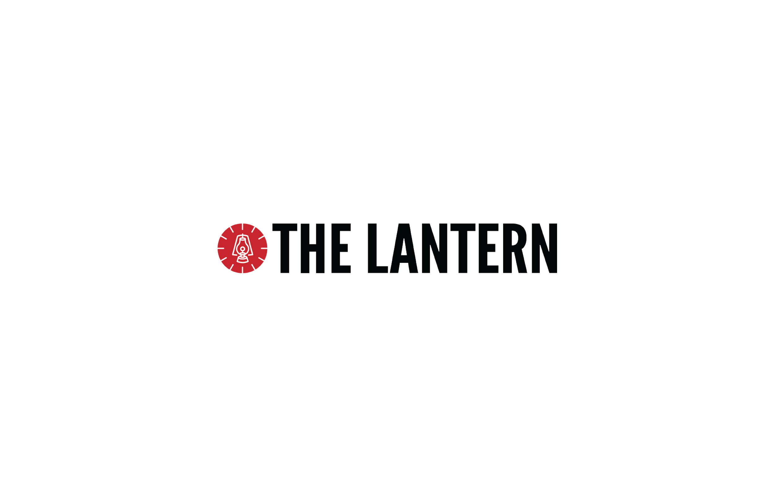 Logo for The Lantern with a red circle icon of a lantern to the left of the text.