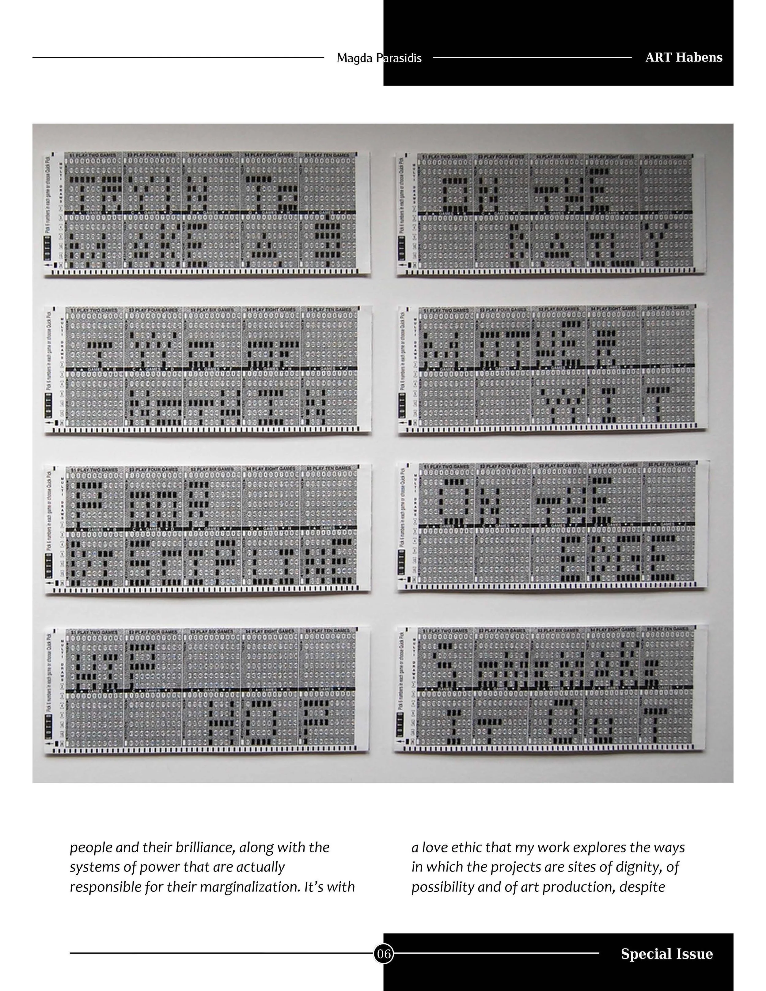 Art publication art magazine featuring tART HABENS Contemporary Art Review Magda Parasidis Ghosts in Sunlight photocollage people, systems of power, marginalization, dignity, art production.