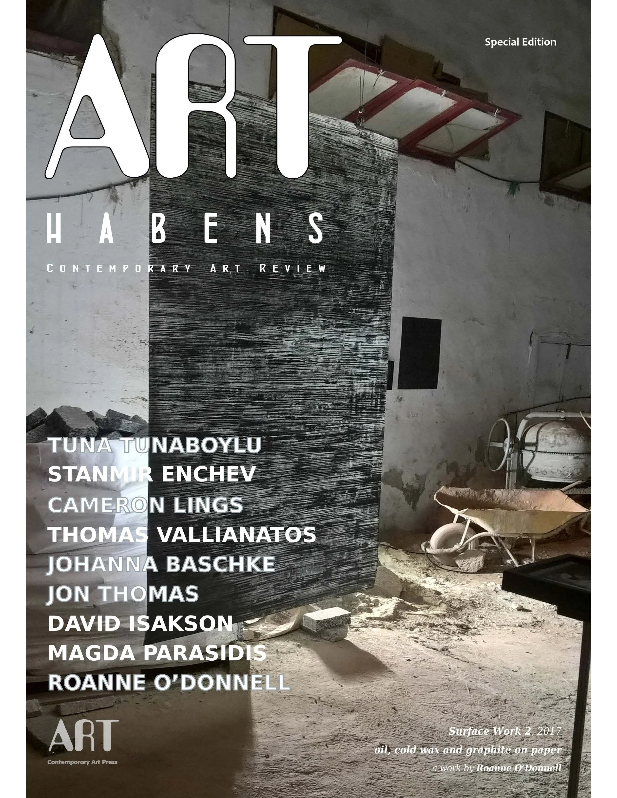 Cover of ART HABENS Contemporary Art Review magazine featuring contemporary artwork from Magda Parasidis Ghosts in Sunlight photocollage