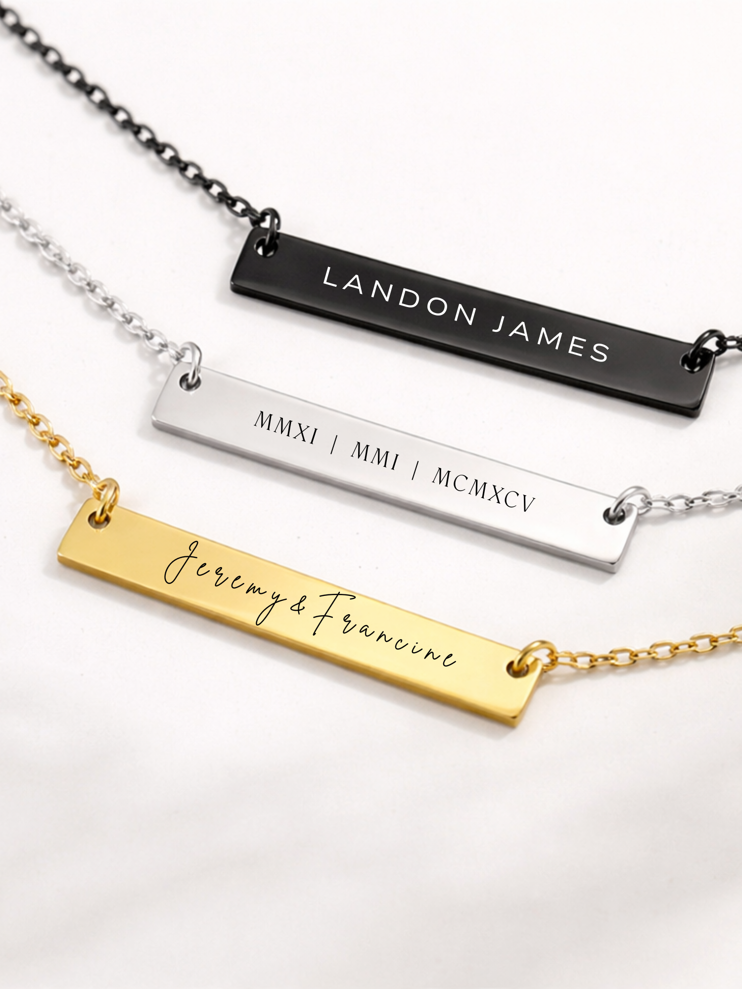Engraved, Custom Gold Bar Necklace 18K Gold Coating | Dainty Nameplate Necklace for Her
