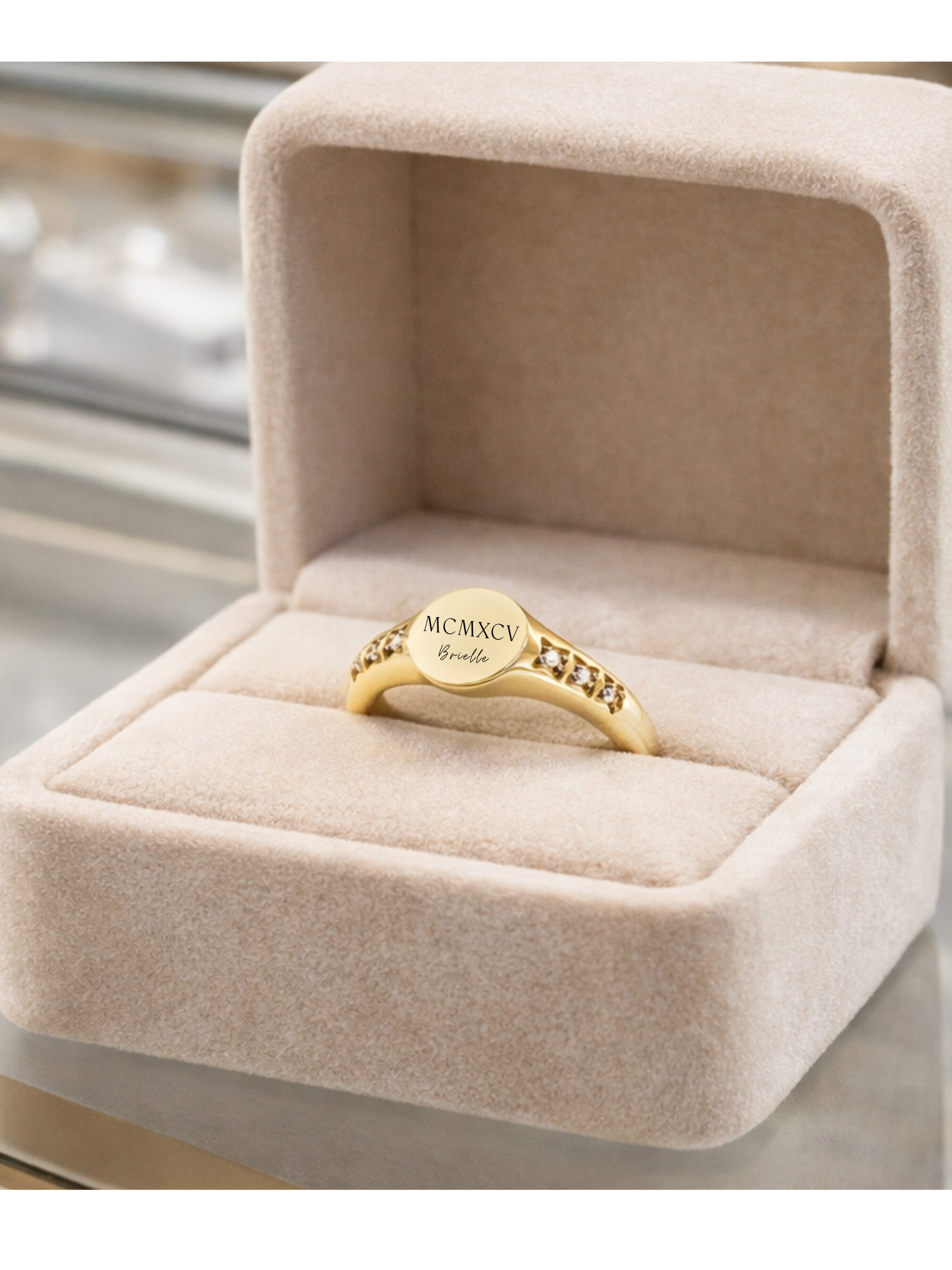 Personalized Gold Signet Ring for Women 18K | Add Name, Initials, or Message on Statement Ring
