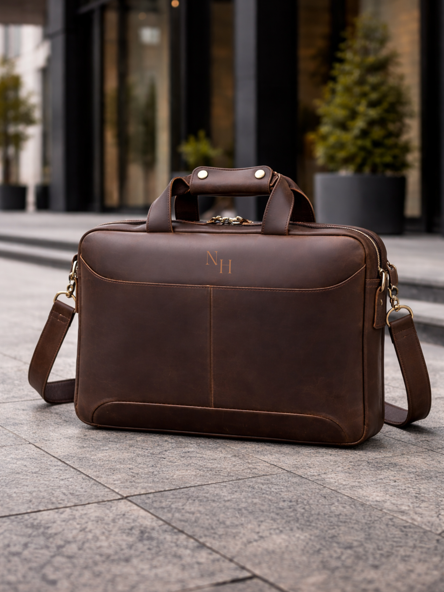 Custom Engraved Leather Laptop Briefcase