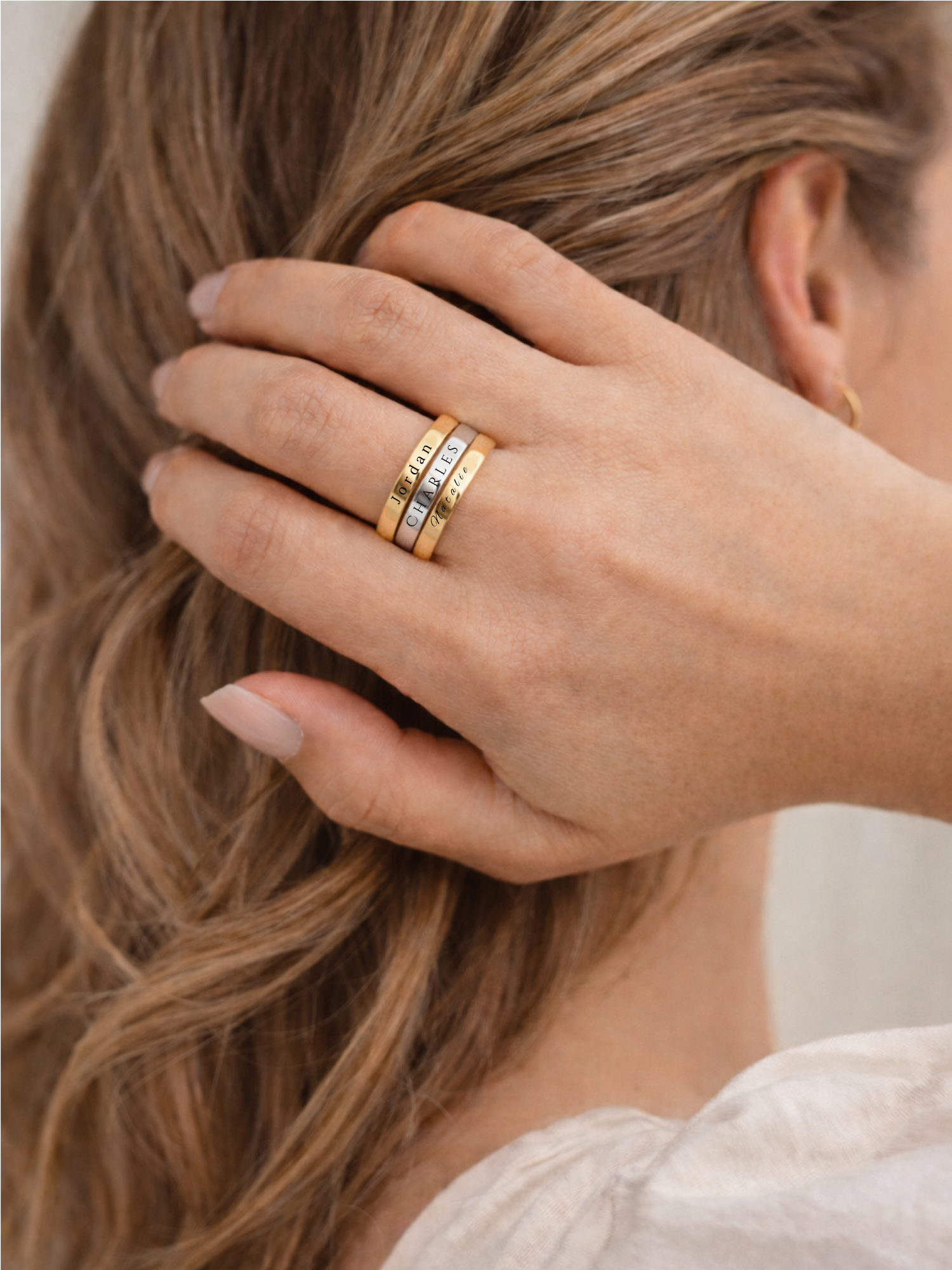 Personalized Stacking Rings in 18K Gold & Silver | Dainty Custom Ring | Stackable Name Ring for Her
