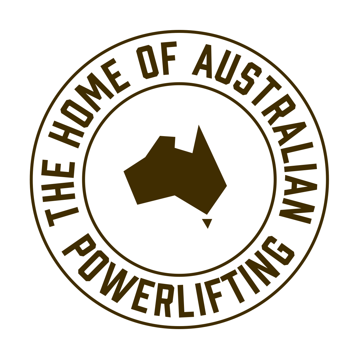 Logo of The Home of Australian Powerlifting with a map of Australia in the center.