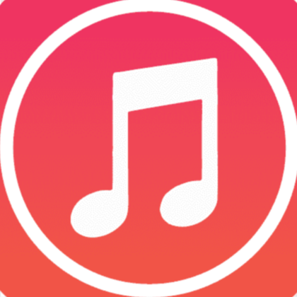 Icona di musica con nota musicale bianca su sfondo rosa sfumato