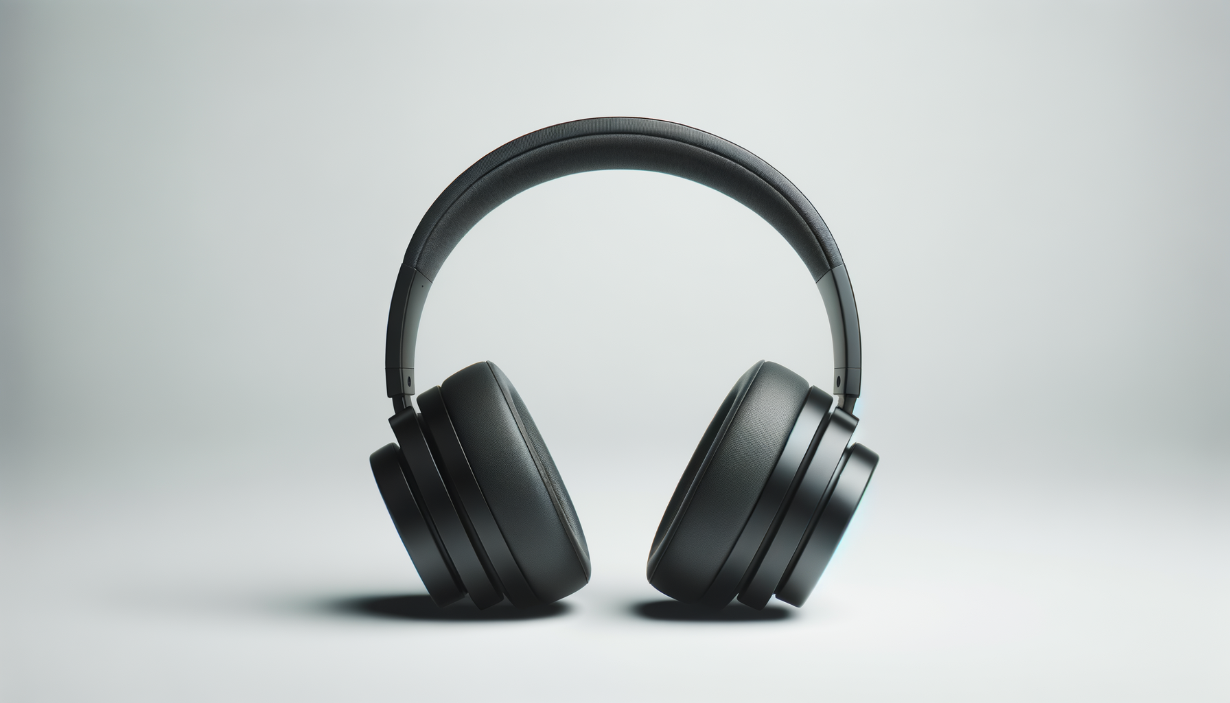 Black over-ear headphones on a light gray background.